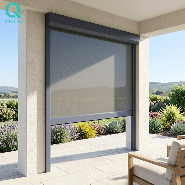 QINGYING Motorized Smart External Window Mosquito Screen Outdoor Roller Blinds