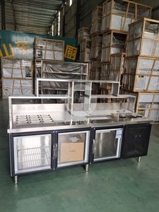 Comptoir de travail pour bar à thé aux bulles, cuisine commerciale européenne, personnalisé, en acier titane noir - Product Image 2