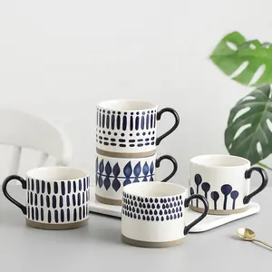 <span class=keywords><strong>Disegno</strong></span> a sublimazione personalizzato grande capacità sotto la tazza di latte di farina d'avena color smalto tazza di caffè in ceramica dipinta a mano - Product Image 1