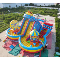 Château gonflable à thème cirque, toboggan aquatique, parcours d'obstacles gonflable, combo parc d'attractions, grand château gonflable pour enfants et adultes