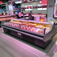 Lemari Display Daging Segar Komersial untuk Toko Makanan Beku, Penggunaan Dingin, MOQ 1 PCS, Penjualan Langsung Pabrik