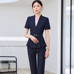 Hotel Uniforms Women Short Sleeve Suit Set Professional Workwear For Receptionists Cashiers Summer 2025 - Product Image 3