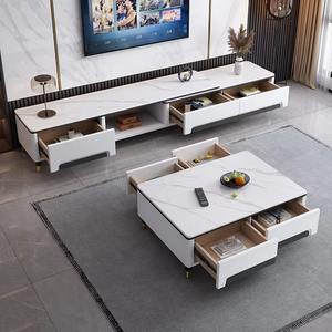 Meuble TV et Table Basse Combinés en Bois Massif, Meuble Mural Moderne Simple et Luxe Léger, Meuble TV Extensible pour la Maison - Product Image 6