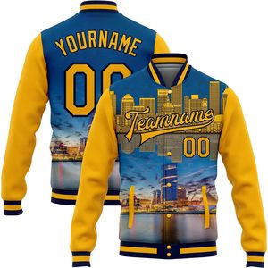 Chaqueta Varsity de Béisbol Urbana Personalizada para Hombre, con Nombre, Número y Logotipo Bordados, Impresión por Sublimación, Ropa Casual de Otoño - Product Image 1