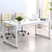Ensemble de bureau et chaise rectangulaire blanc pour le bureau à domicile, design minimaliste moderne, petite table SH-051