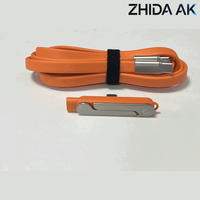 Câble plat en silicone durable tendance 2026, cordon USB-C 240W, nouveau design 2-en-1 avec support, logo personnalisé, transfert de données haute vitesse