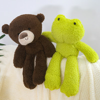 Venta al por mayor de animales de peluche de piernas largas lindo oso y cachorro edredón con técnica bordada regalo de cumpleaños para niños