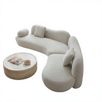 Canapé Boucle Courbé Moderne Minimaliste en Tissu Crème, Canapé Sectionnel pour Salon