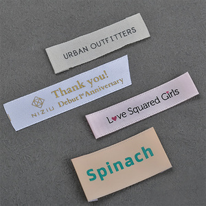 Étiquette privée étiquettes de vêtements en <span class=keywords><strong>polyester</strong></span> écologique étiquettes personnalisées marque personnelle conception Logo imprimé étiquette tissée à coudre - Product Image 3