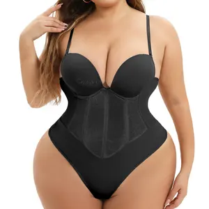 Body de una pieza con escote en U y espalda descubierta para mujer, ropa moldeadora de talla grande, sujetador acolchado de realce, moldeador de trasero