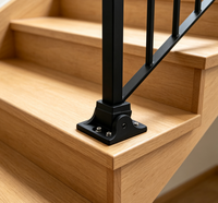 Support carré noir mat réglable pour balustre, fixation pour rampe d'escalier en fer forgé, balustrade