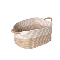 Panier de rangement personnalisé en corde de coton tressée, usage domestique, capacité moyenne, fermeture à cordon, portable, pour collations