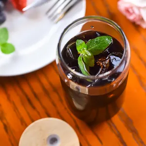 Gelas kopi borosilikat tinggi, gelas tumbler kaca buram dan bening tahan panas dengan tutup