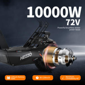 สกู๊ตเตอร์ไฟฟ้า HEZZO F8 72V 1000W ระยะไกลทรงพลัง สองล้อ รับน้ำหนักได้ 200 กก. ความเร็วสูง แบตเตอรี่ลิเธียม 50Ah ขนาด 16 นิ้ว มีสินค้าใน EU/US - Product Image 2