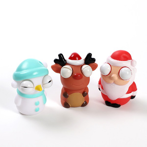 Burst-Eye Squinty Snowman Santa Reindeer Super Stress Relief Silicone Plastic Rubber <b>Squishy</b> Toy Instant Mood Boost 5-7 Years - Product Image 3