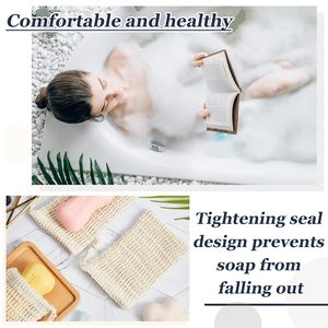 Wholesale 12x14cm Free Natural Body Cleaning Natural Fiber Sisal Soap <b>Bag</b> With Pouch Holder for <b>Shower</b> Bath - Product Image 2