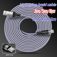 Kabel Data pengisi daya Cepat USB mikro 3A kualitas tinggi 3m 5m 10/16.5 kaki tali sinkronisasi kepang kuat untuk penggunaan proyektor mobil perangkat Android