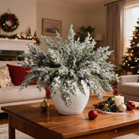 Arbre de cèdre artificiel floqué, branche de pin recouverte de neige, en pot en céramique blanche, pour la décoration de table de Noël et d'hiver