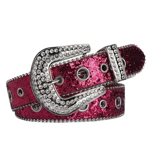 Hot-Selling Rhinestone Artificial Diamond Belt Ladies Personality Fashion Ins Dark Design Hollow Eyelet Beaded Belts