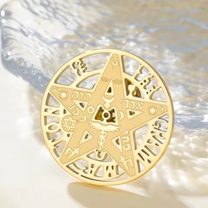 Broche <span class=keywords><strong>Pentagramme</strong></span> <span class=keywords><strong>de</strong></span> Sorcellerie en Acier Inoxydable, Amulette Hébraïque Tétragrammaton <span class=keywords><strong>de</strong></span> <span class=keywords><strong>Salomon</strong></span>, Bijou Porte-Bonheur, Badge, Accessoire <span class=keywords><strong>de</strong></span> Costume, Cadeau - Product Image 6