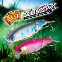 Swimbait Tersegmentasi 135Mm 48G Umpan Pancing Pike Permainan Besar Mengambang Multi Sambungan Umpan Plastik Keras Umpan Pancing Air Tawar