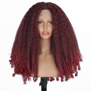 วิกผมหยิกแฟชั่นแอฟริกัน24นิ้วด้านหน้า13*4*1สำหรับผู้หญิงทรงผมระเบิดผมยาวและหยักศกสำหรับผู้หญิงผิวดำ - Product Image 4