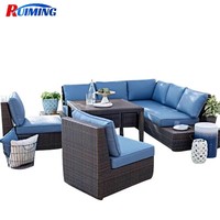 Ensemble de 3 canapés modernes en rotin PE pour patio en plastique osier pour le jardin mobilier d'extérieur sectionnel avec table à thé