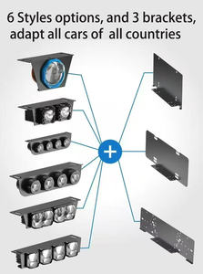 Ensemble d'éclairage de plaque d'immatriculation universel tout compris Bi-LED : Cadre de pare-chocs avant complet et kit de support de montage - Product Image 5