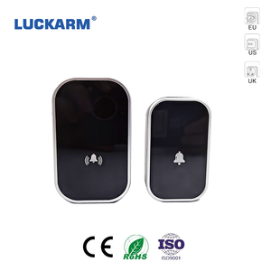 Wasserdichtes kabelloses Türklingel-Set, batteriebetriebener Druckknopf und einsteckbarer Empfänger, einstellbare Lautstärke/LED für Zuhause/Büro - Product Image 1