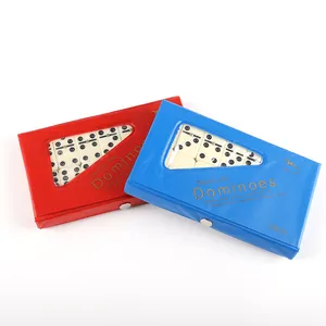 Custom Logo Travel Dominoes stone Game Set with pvc box