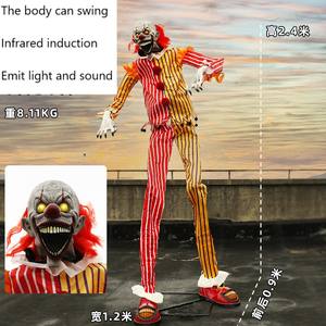 Décorations d'Halloween animatroniques, grand <span class=keywords><strong>loup</strong></span>-<span class=keywords><strong>garou</strong></span> clown oscillant à induction, accessoires décoratifs pour chambre, bar, son, lumière, ornement - Product Image 4