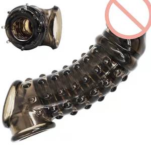 Reusable Realistic Soft Liquid Silicone <strong>Penis</strong> Extender Condom <strong>Man</strong> Couple Sex Toys Enlargement Extension Cock Sleeve - Product Image 3