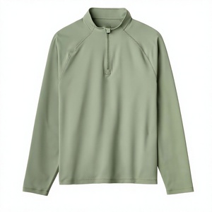 เสื้อผู้ชายสีเขียวอ่อน แขนยาว คอซิป ¼ ซิป ระบายอากาศได้ดี ผลิตจากโพลีเอสเตอร์ คอตั้ง ทรงปกติ สีพื้น - Product Image 5