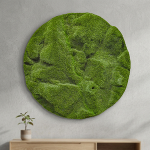 Artificial Flower Factory Modern Wall-Mounted Round Artificial Moss <b>Frame</b> with <b>Canvas</b> Support Base 50x50cm - Product Image 2