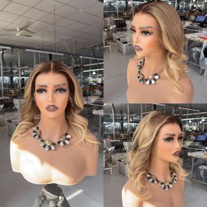 <span class=keywords><strong>Parrucca</strong></span> Bob Ombré <span class=keywords><strong>Bionda</strong></span> con Capelli Europei Naturali Allineati alle Cuticole, Parrucche in Veri Capelli Umani Europei - Product Image 4