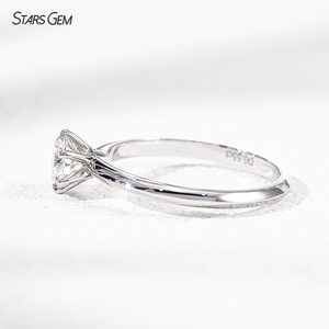 แหวนเพชรทรงกลมเจียระไนแบบบริลเลียนท์ 0.55 กะรัต จาก Starsgem เพชรเลี้ยงในห้องปฏิบัติการ ตัวเรือนทองคำแท้ 18K สำหรับผู้หญิง - Product Image 2
