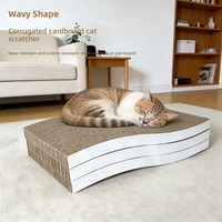 Grattoir pour chat en carton ondulé durable en gros, forme ondulée, surface kraft, pour chats d'intérieur, OEM