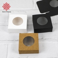 Baoren haut de gamme couleur unie fenêtre boîte en papier Kraft blanc Transparent boîte à savon minimaliste accessoires quotidiens stockage réutilisable