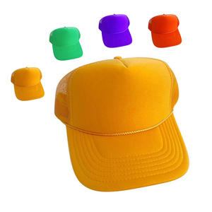 Blank incurvé 5 panneau personnalisé activité de plein air plaine golf à carreaux Orange mousse maille Snapback camionneur chapeau avec corde - Product Image 2
