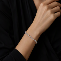 Gelang Tenis Moissanite Perak Sterling 925 Setting Bezel Dapat Disesuaikan 19cm Perhiasan Harian Wanita Hadiah