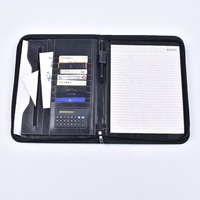 Portatarjetas de negocios de alta calidad, Bloc de notas para documentos, carpeta de archivos, portafolio de cuero A4 con cierre de cremallera