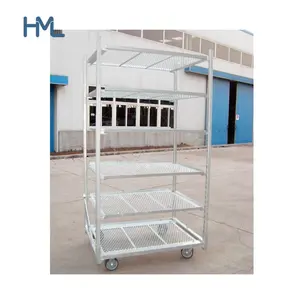 Malha de aço rolando jardim danês berçário flor greenhouse planta transporte cart