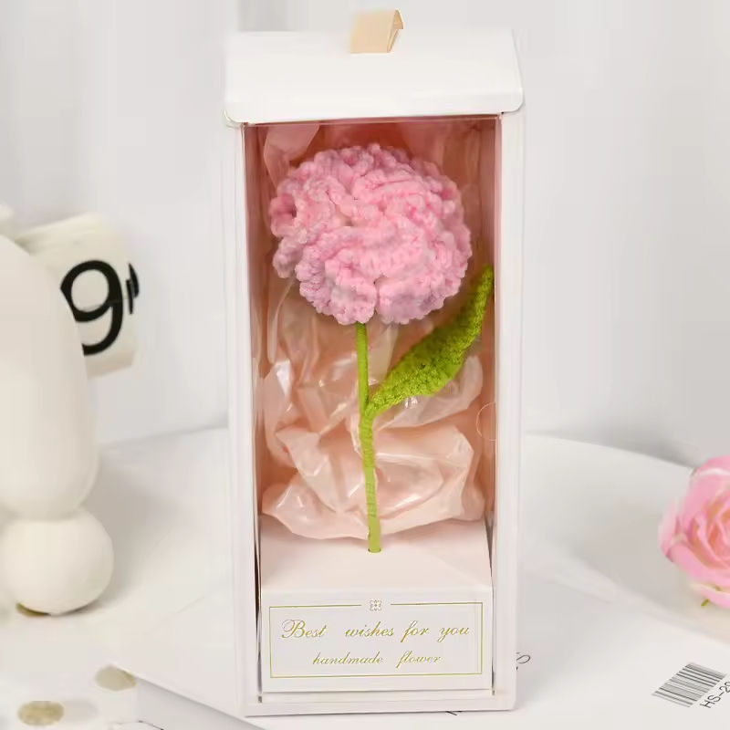 ดอกคาร์เนชั่นผงถัก + กล่องของขวัญ