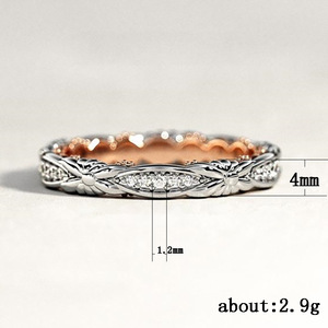 Anello Minimalista Bicolore con Micro Pavé per Donna, Elegante e Versatile, Ornamento per Dito Indice - Product Image 5