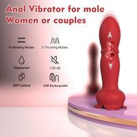 Teleskopischer Dildo Rose App Anal-Plug Vibrator mit 9 Vibrationsmodi Prostata-Massagegerät Analkugeln Sexspielzeug für Frauen und Männer