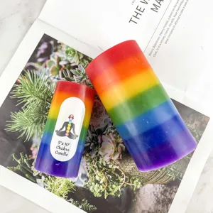 Große große benutzer definierte Chakra Farbe Votiv Säule Kerzen Licht sieben Farben Regenbogen Kerzen Home Decor