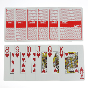 Tarjetas de póker de plástico brillante WPT listas para enviar, estándar de casino, impermeables, de PVC, juego de dos barajas rojo y azul. - Product Image 6