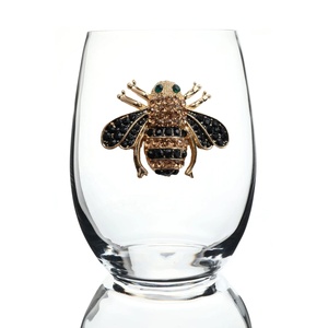 Copa de Vino sin Tallo de Cristal Decorativa, Adornada con Joyas, Sin Pintar, Decorada con Cristales, Estilo Abeja <span class=keywords><strong>Reina</strong></span> - Product Image 1