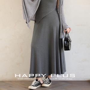 Falda Larga Acampanada de Modal Negra de Cintura Alta Happy Plus para Mujer, Vestido Elástico de Talla Grande para Carrera Profesional con Cuello Redondo Sz8918 - Product Image 2