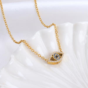 สร้อยคอผู้หญิงสไตล์หรูหราประดับเพชรซิร์คอนรูปดวงตา ชุบทองบนสแตนเลส เหมาะสำหรับเป็นของขวัญหรือของหมั้น - Product Image 6